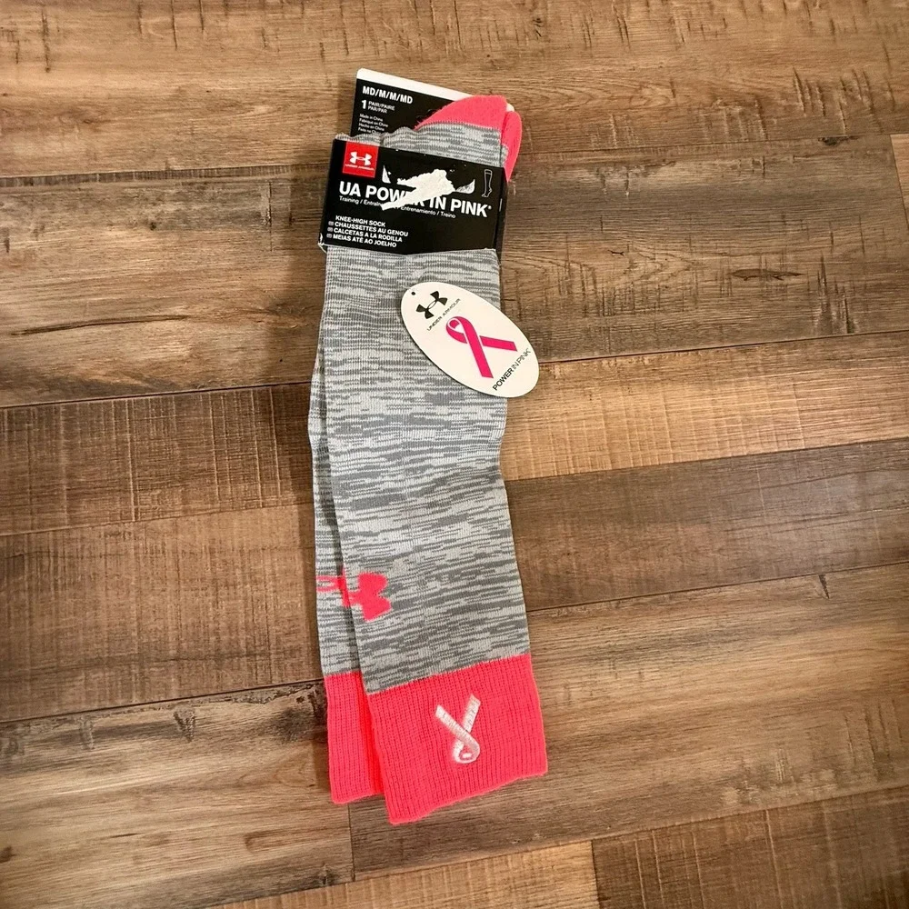 UNDER ARMOUR Breast Cancer Awareness Socks UA Power In Pink Sz M